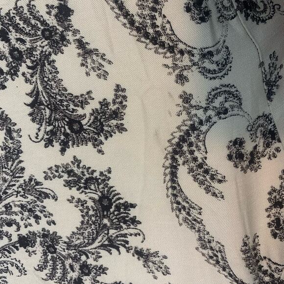 H&M Pants Womens 4 Wide-Leg Crop Boho Chic Baroque Print Black Cream Flowy - Picture 2 of 11